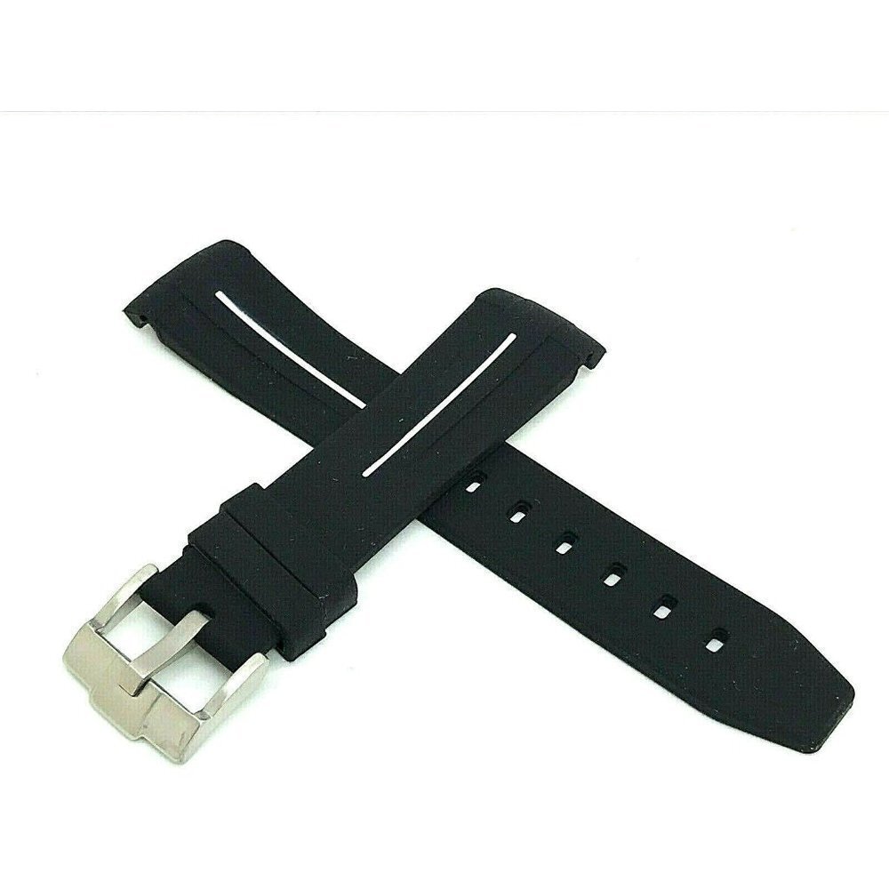 Rubber Strap Replacement Band Mens Watch Black White 20mm Lug